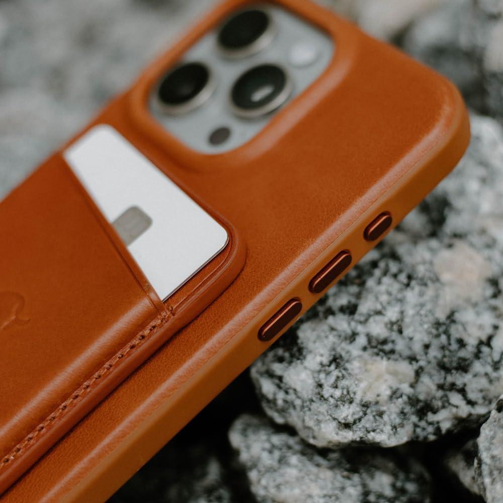 Sienna Leather Phone Case with TPU Rim for iPhone 15 Pro Max H465