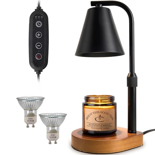 White Adjustable Height Dimmable Candle Warmer Lamp with 2 Bulbs I395693