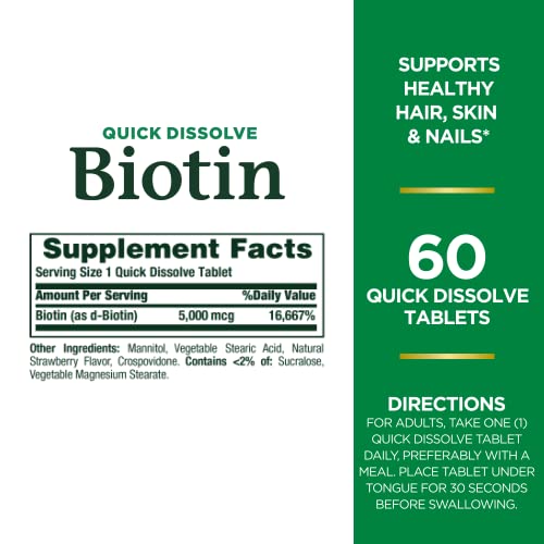 Biotin Vitamin Supplement, 5000 mcg, 60 Quick Dissolve L764