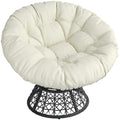 Black Swivel Wicker Papasan Chair with Cushion U675