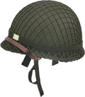 WW2 US Army M1 Helmet Metal Steel Shell Replica with Net Canvas Chin Strap Cat Eye Band B257120