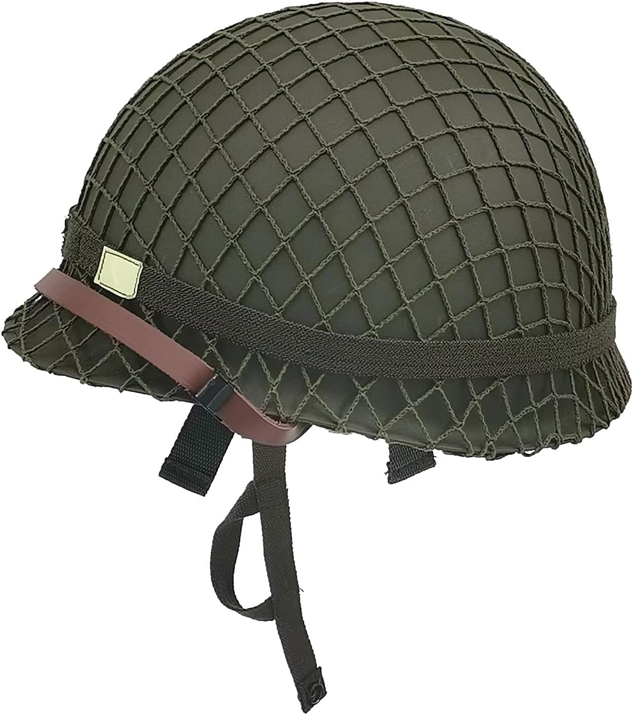 WW2 US Army M1 Helmet Metal Steel Shell Replica with Net Canvas Chin Strap Cat Eye Band B257120