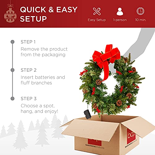 30in Pre-Lit Artificial Christmas Wreath with 100 Lights T837