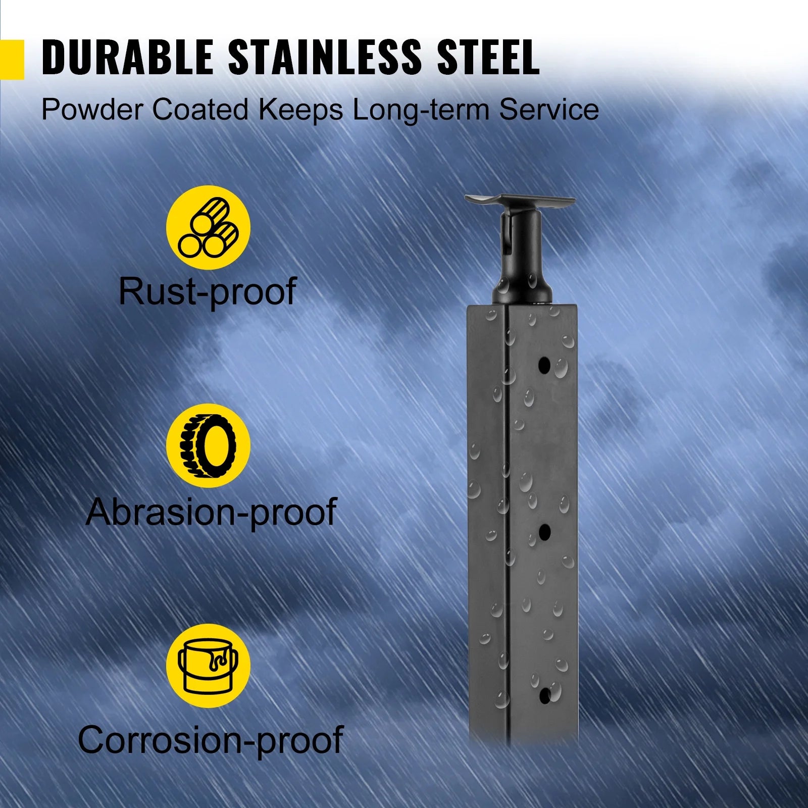 Black Stainless Steel Handrail Post 42 x 1.97 x 1.97" V369