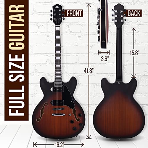 41.8" Full Size Semi Hollow Body Electric Guitar Set with Gig Bag F109