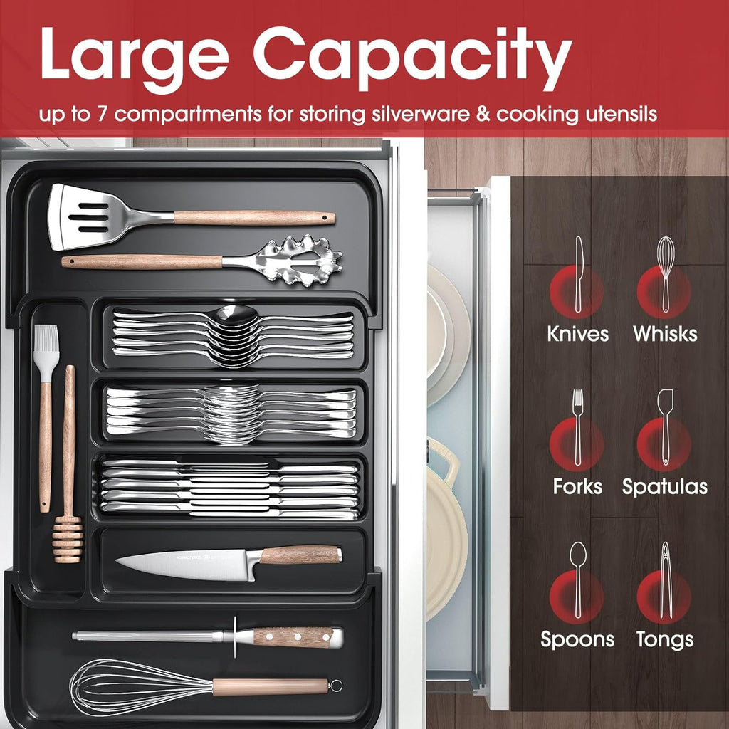 Black Medium Expandable Silverware Organizer C20365