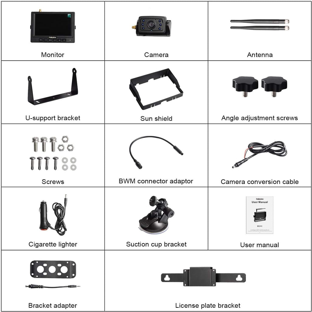 5'' 720P HD Digital Wireless Backup Camera System with IP69K Waterproof Reversing Built in DVR Kit L107