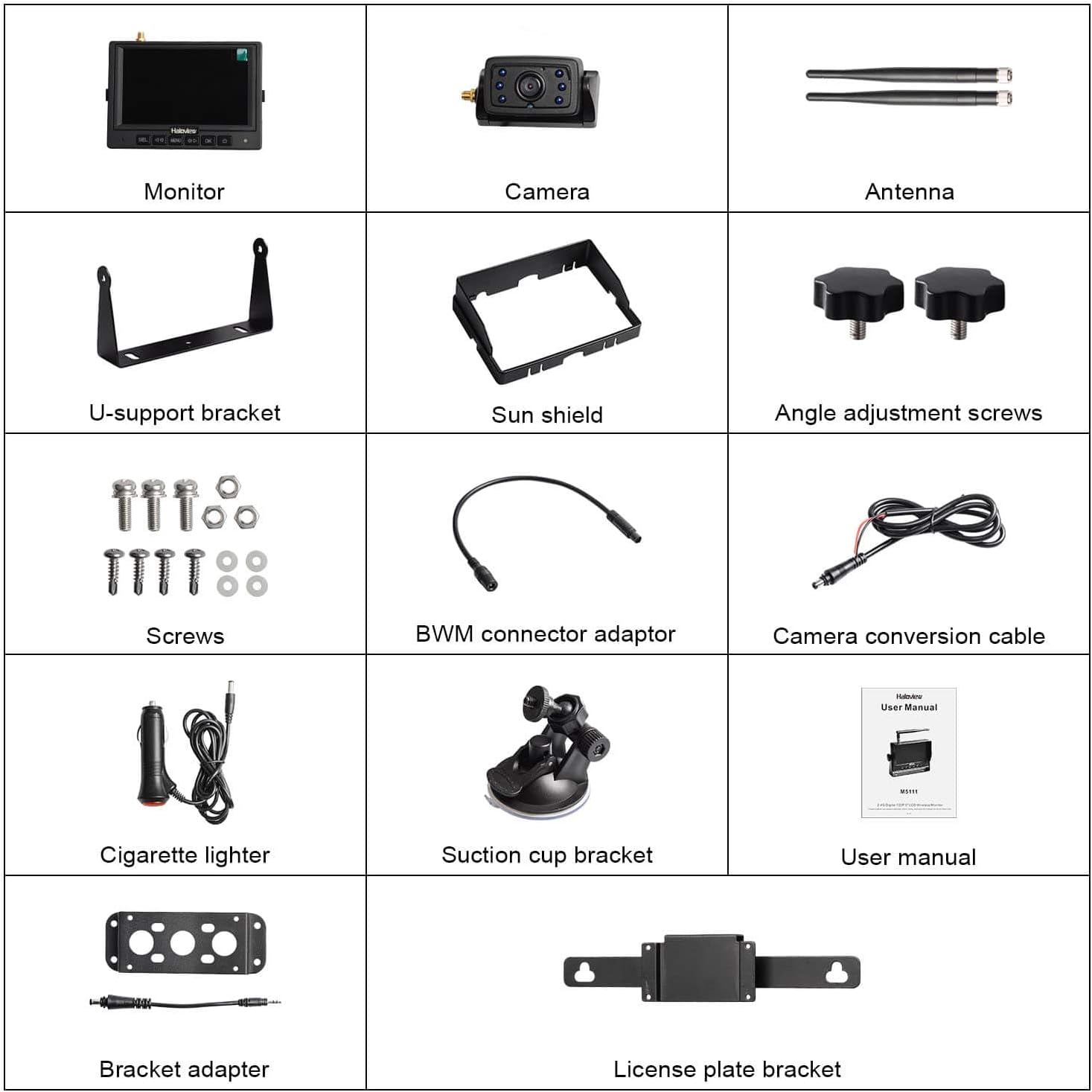 5'' 720P HD Digital Wireless Backup Camera System with IP69K Waterproof Reversing Built in DVR Kit L107