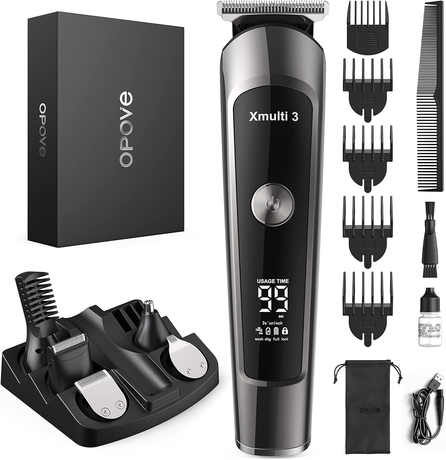 Electric Beard Trimmer, All-in-1 Multi-Grooming Hair Trimmer Kit, Cordless Clippers with Waterproof V47335