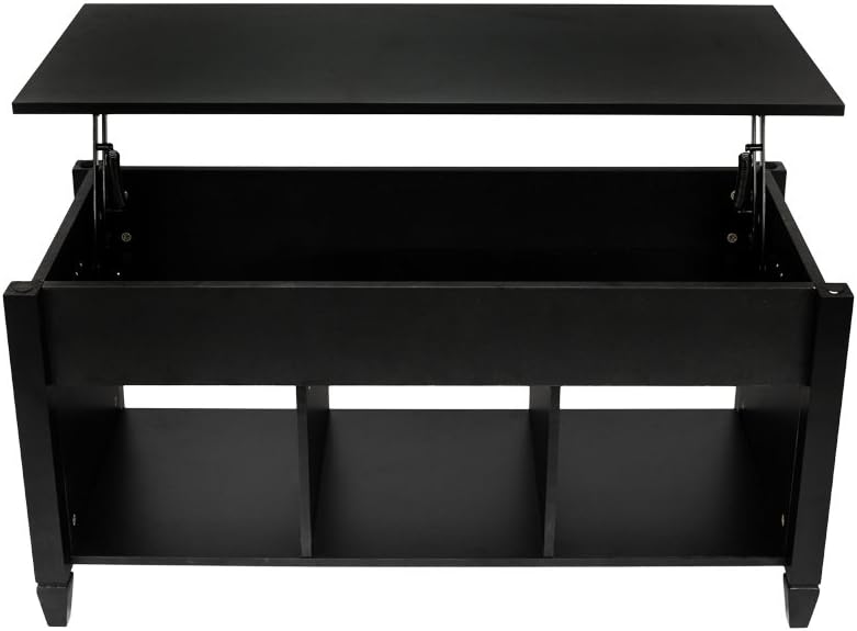 Black Lift Top Wood Coffee Table with Storage Shelf K558