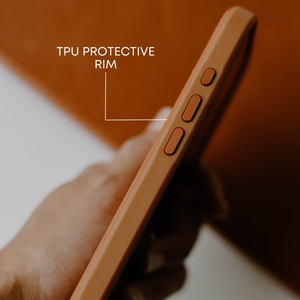 Sienna Leather Phone Case with TPU Rim for iPhone 15 Pro Max H465