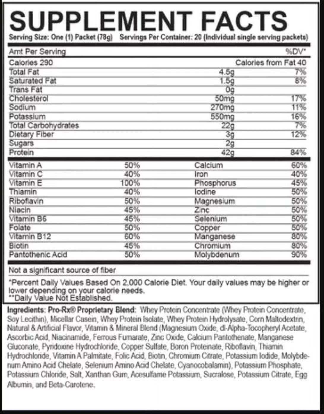 Vanilla Ice Cream Protein Drink Mix 42g Protein 20 Packets K2378