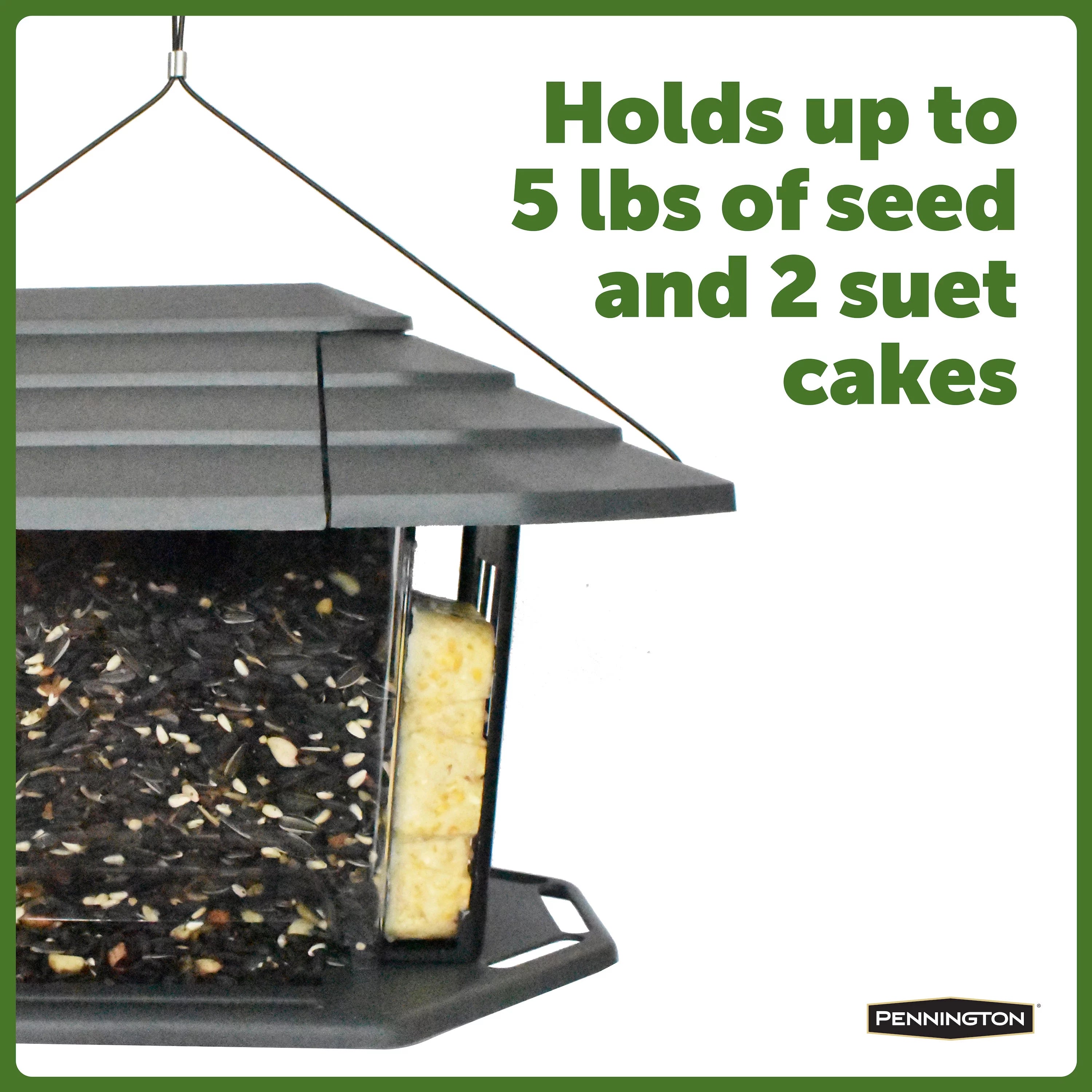 Gray Recycled Resin Wild Bird Hopper Feeder 5 lb. Capacity 2 Pack R8951