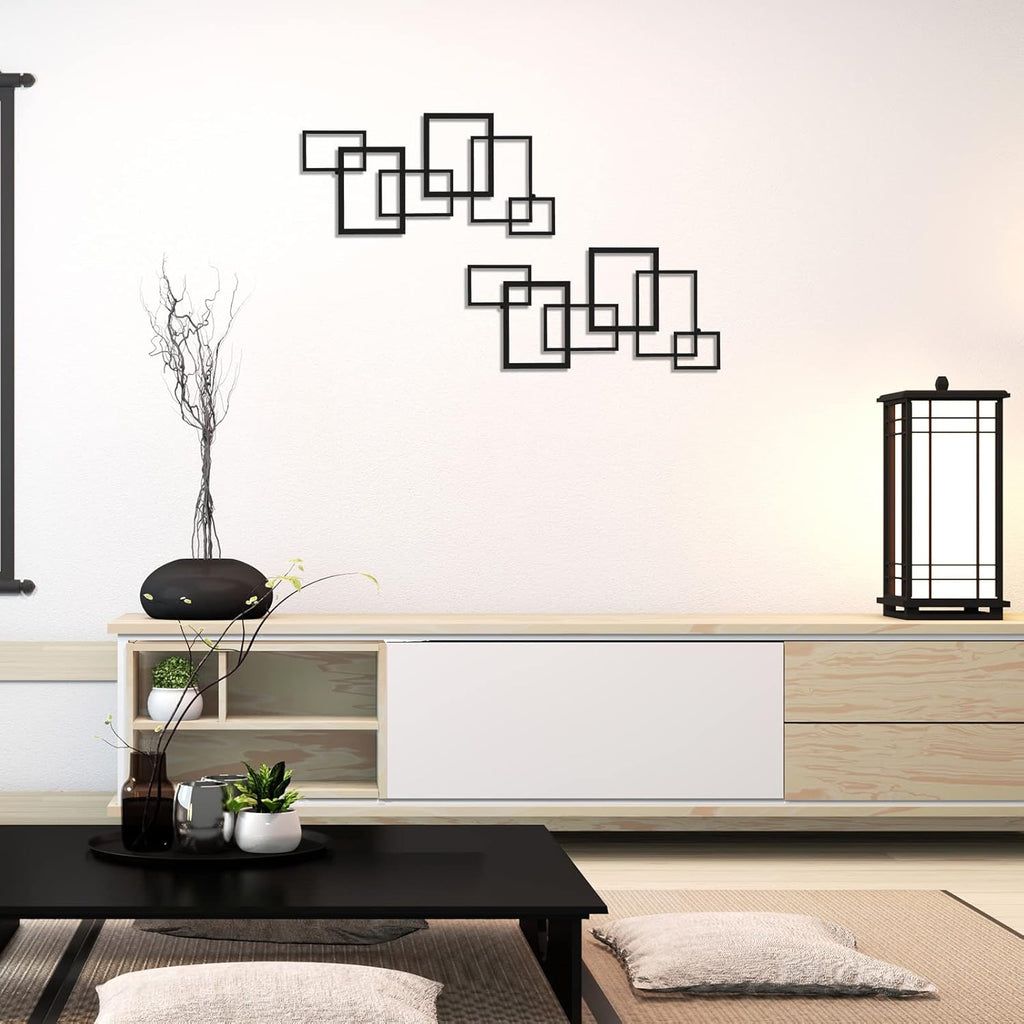 2 Pcs Black Metal Wall Art D86843