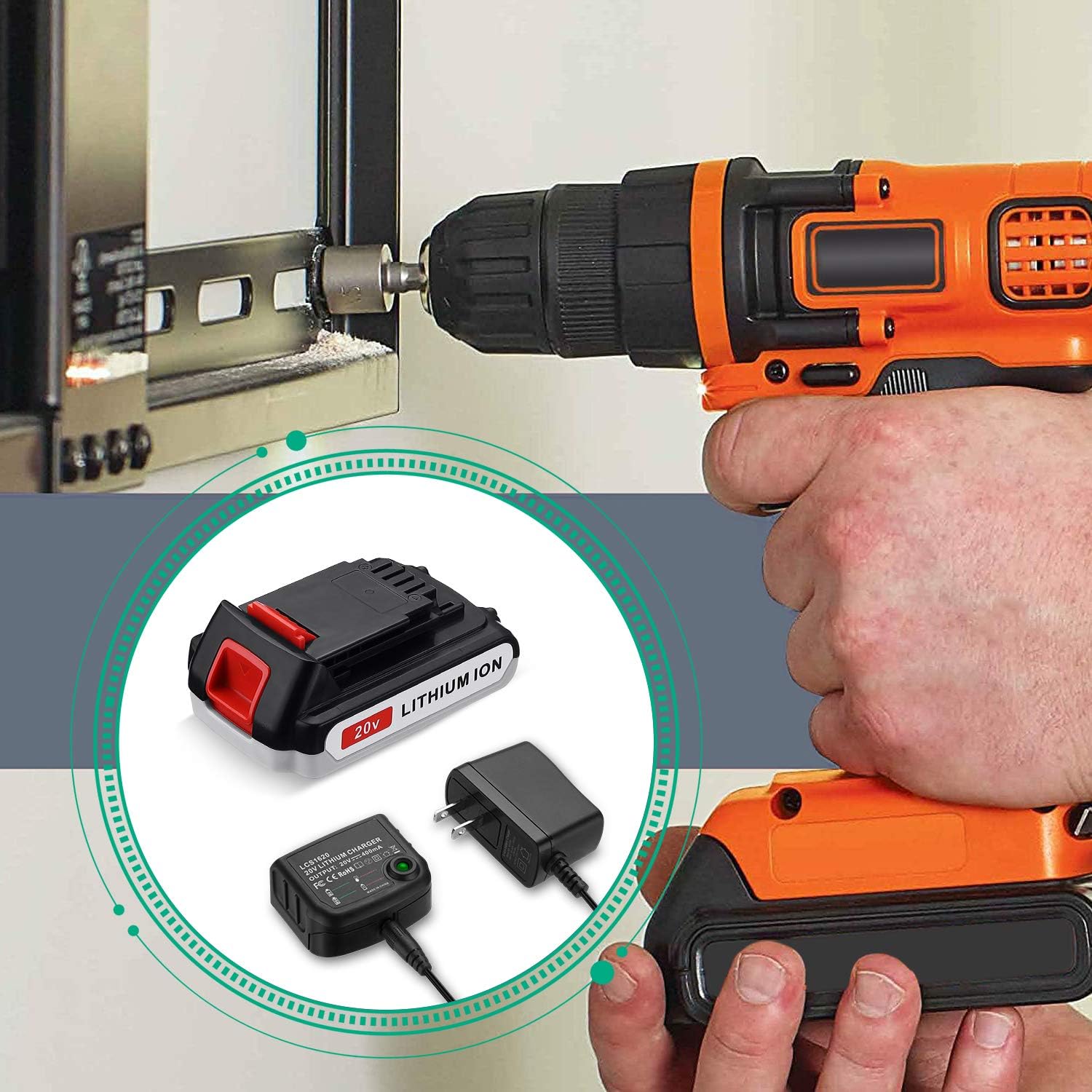 3.0Ah LBXR20 Battery 2Packs for Black & Decker 20V Max Li-ion Cordless Tool Q478372