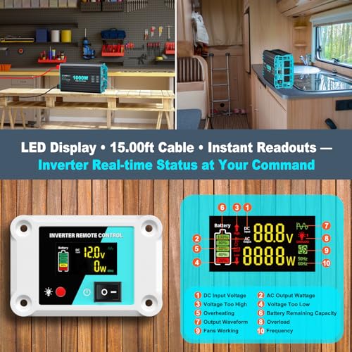 Pure Sine Wave 3500W Power Inverter 12V DC to 120V AC with 3 AC Outlet V236589
