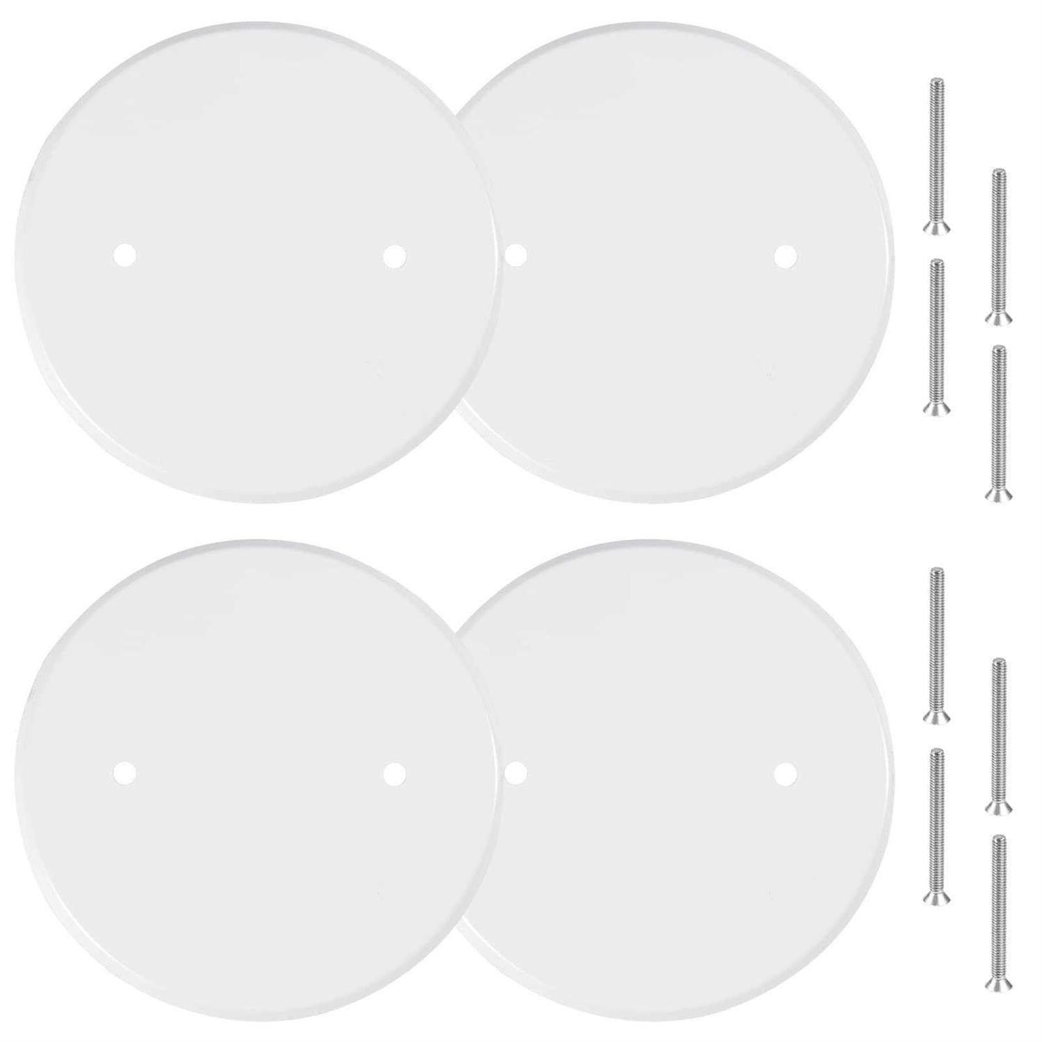4 Pack 5 Inch Metal Flat Round Ceiling Cover Plate with Screws N59883