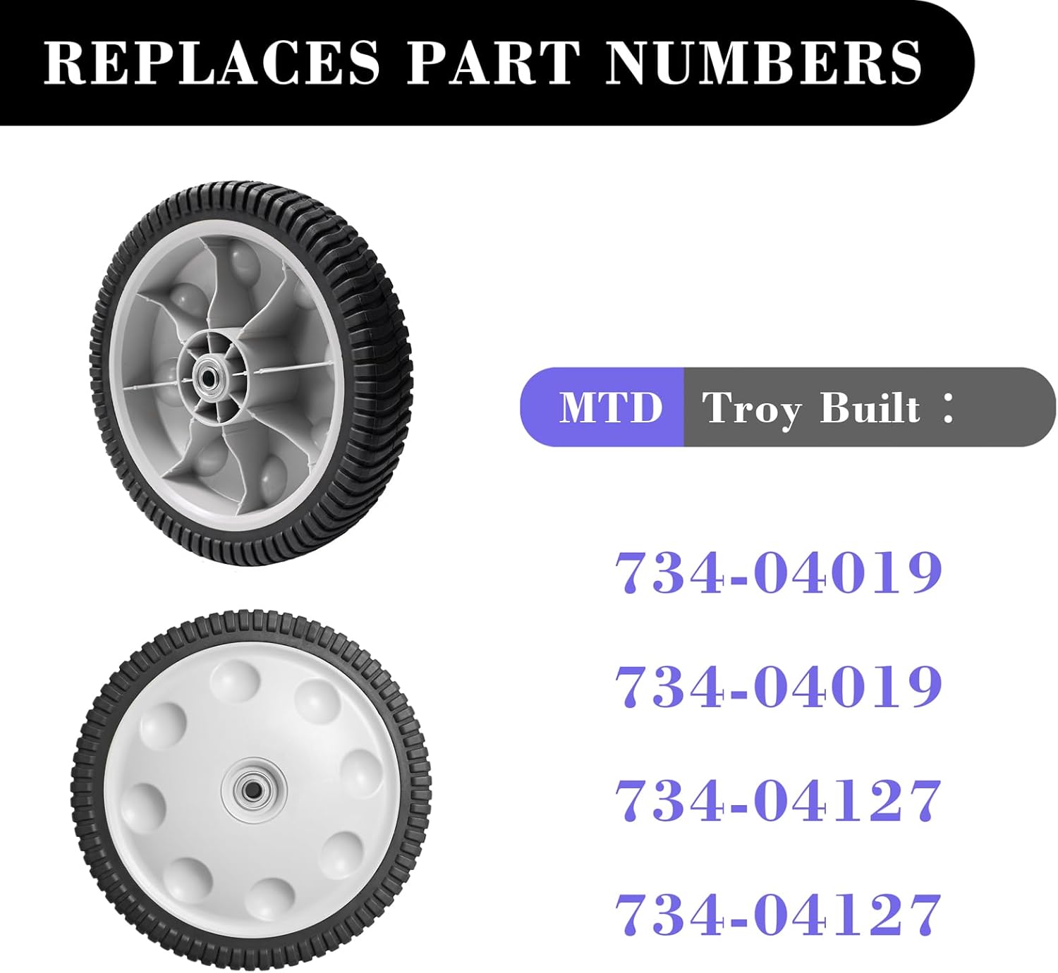 12 Inch Rear Wheel Replacement for Push Lawn Mower, 1 Pack R503