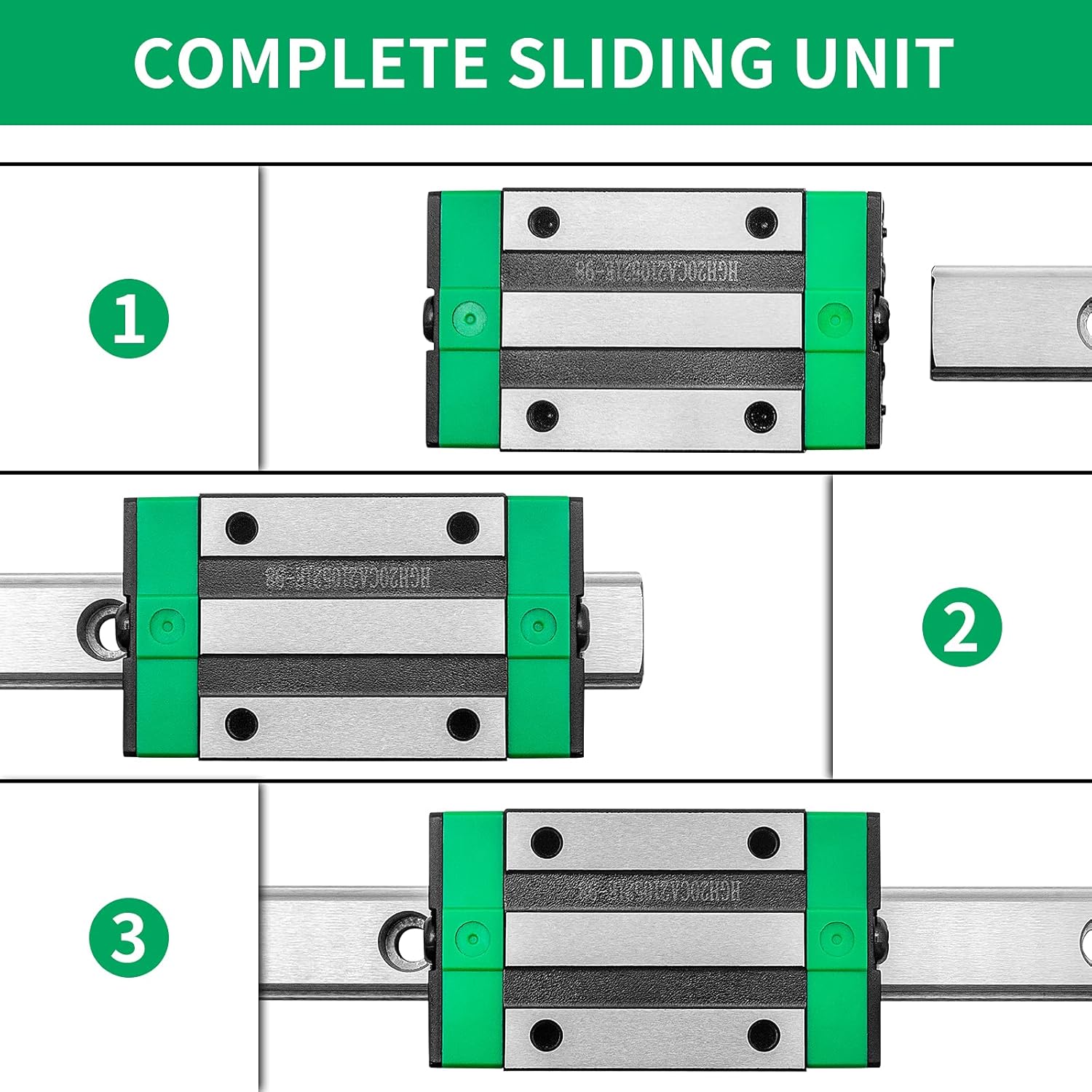 2X Linear Guideway Rail 4X Square Type Carriage Bearing Block Linear Rail Support for 15mm Slotted Bearings Z6524