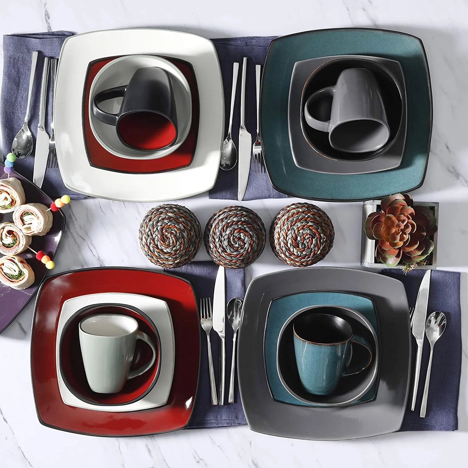 16 Pc Teal Dinnerware Set U30534