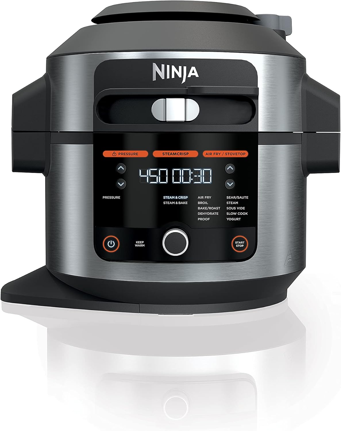 8 Qt. Pressure Cooker Steam Fryer with SmartLid, Silver/Black M71391