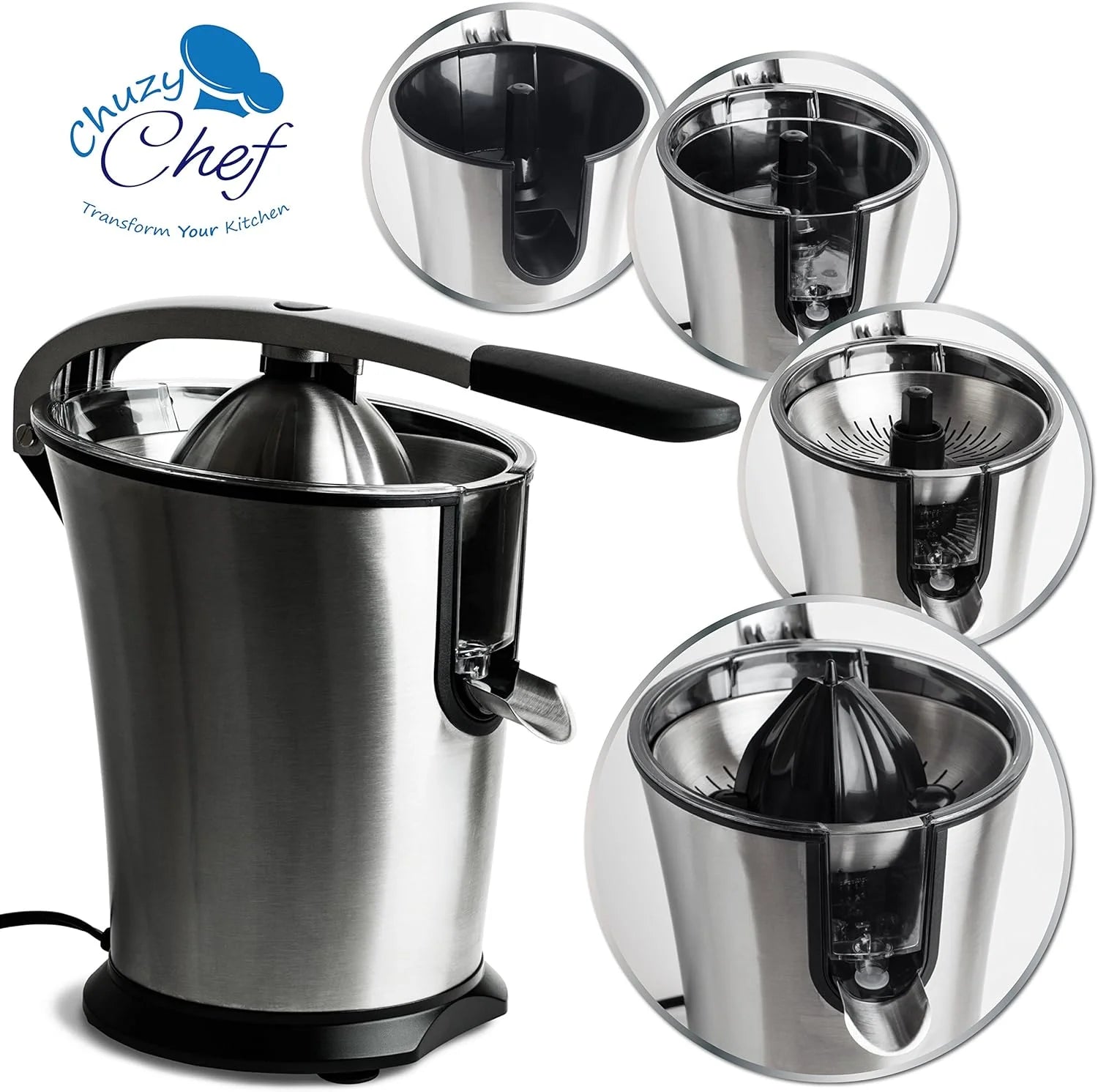 Stainless Steel Electric Citrus Juicer with Anti-Drip Citrus Press 300 Watt Motor I2296