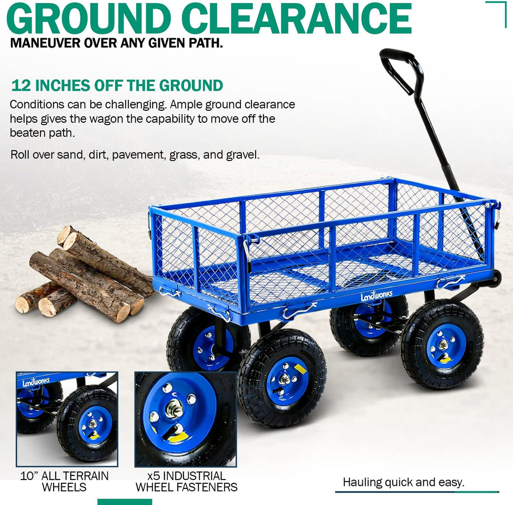Blue All Terrain Utility Cart with Removable Side Meshes N338