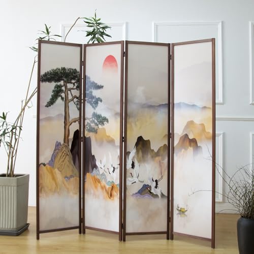 6 Panel Double Faced Room Divider Folding Wall Divider, 67" H x 94.5" W I765