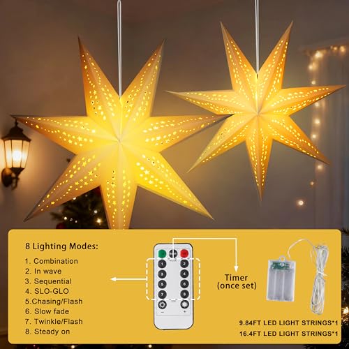5Pcs Christmas Paper Snowflake Lanterns with LED Lights White Beige Khaki U504519