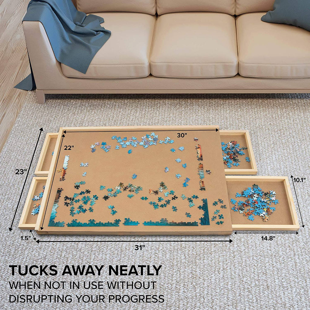 1000 Piece Wooden Puzzle Board with 4 Drawers U495317