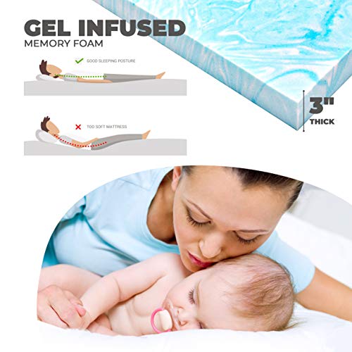 3" Cooling Gel Infused Memory Foam Travel Mattress with Carry Bag Q717