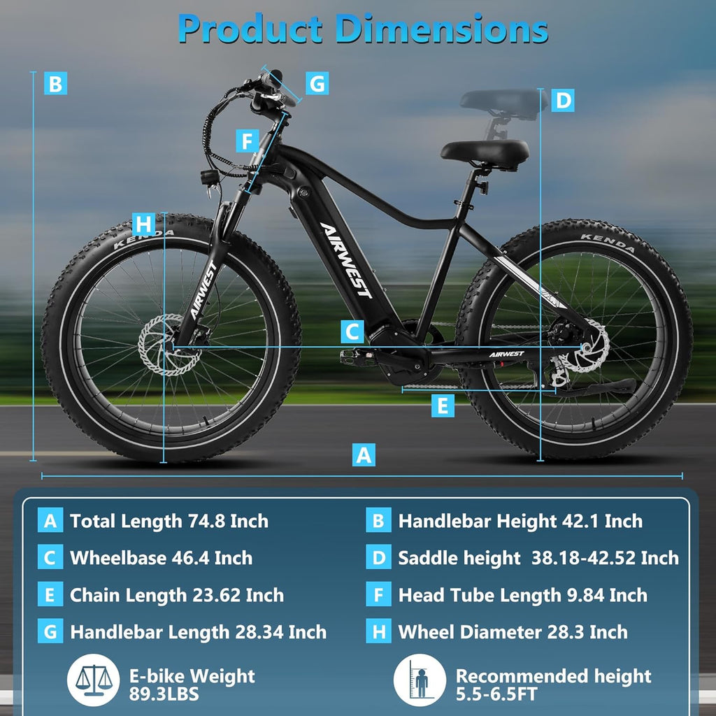 750W 26" Fat Tire Electric Bicycle with 48V 15AH Battery C5164