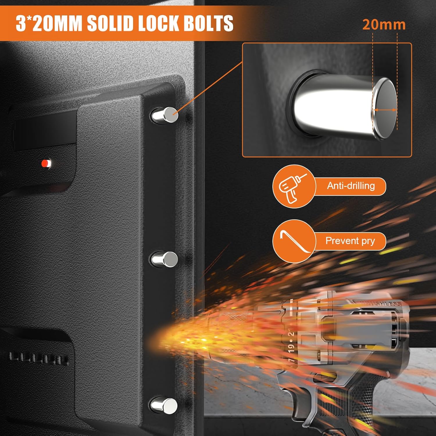 1.5 Cu ft Fireproof Waterproof Digital Home Safe Box with Detachable Shelf D538429