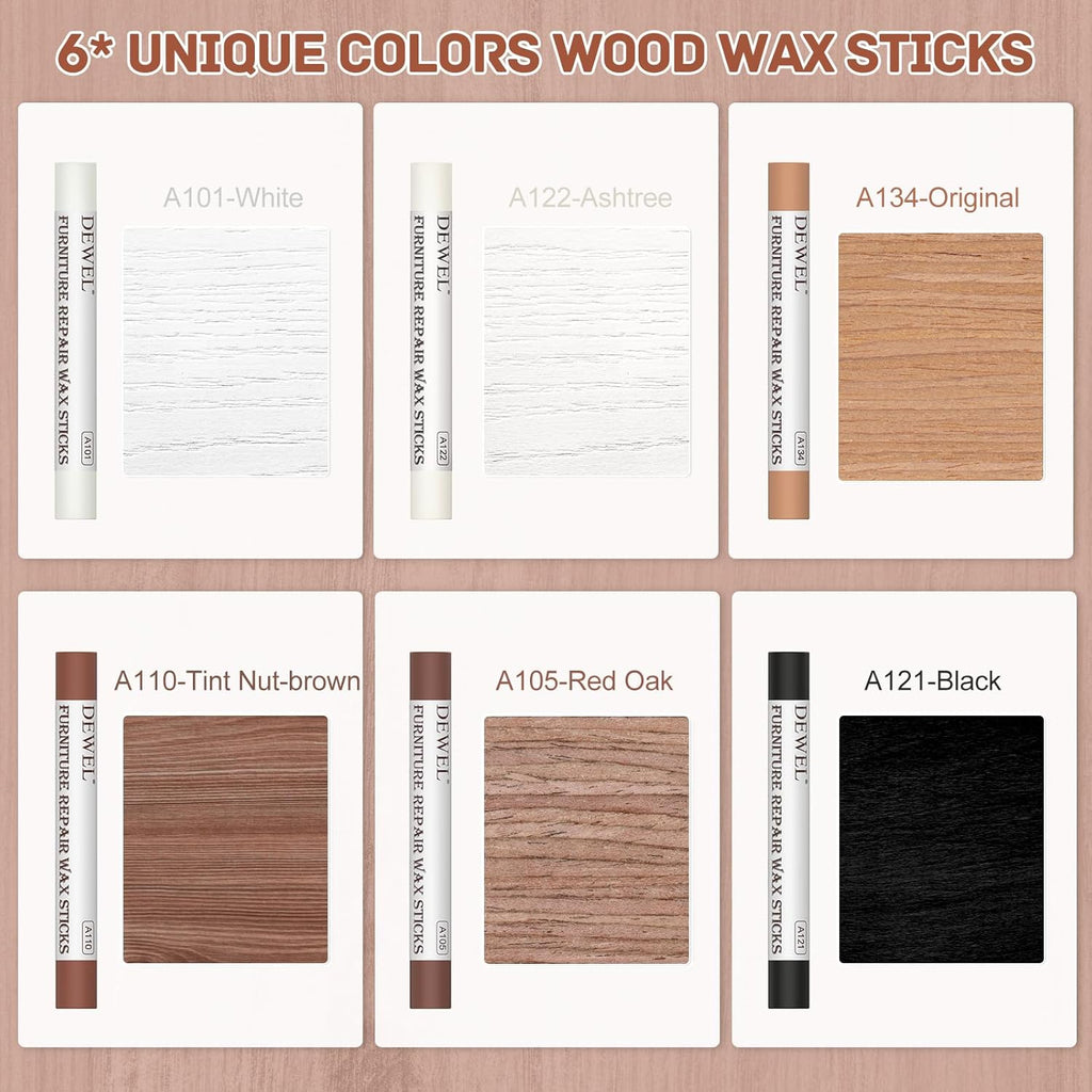 6 Colors Wood Filler Sticks Repair Crayons Kit D969