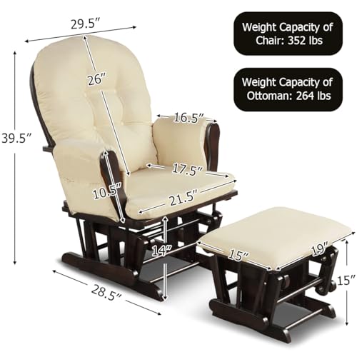 Brown Upholstered Nursery Glider with Ottoman X8327