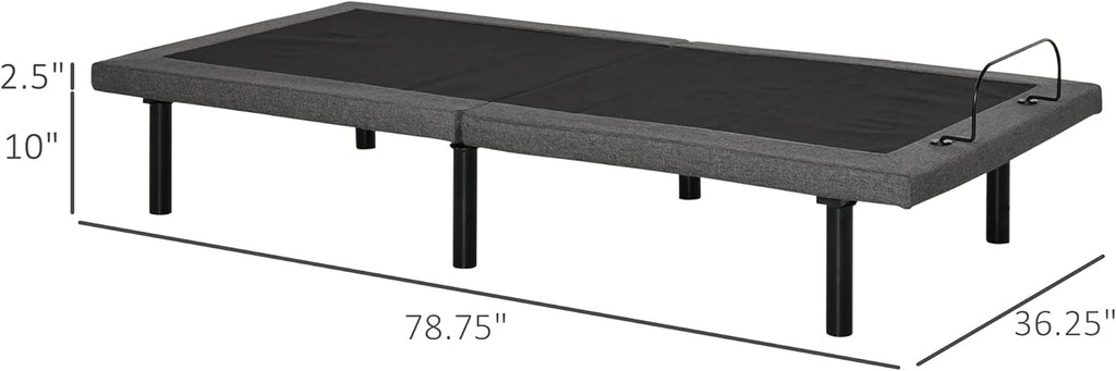 Gray Twin XL Adjustable Bed Frame with Wireless Remote O14256