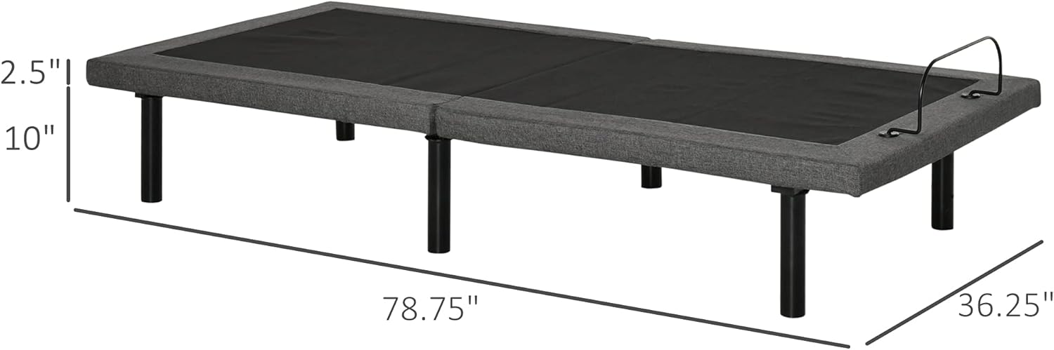 Gray Twin XL Adjustable Bed Frame with Wireless Remote O14256