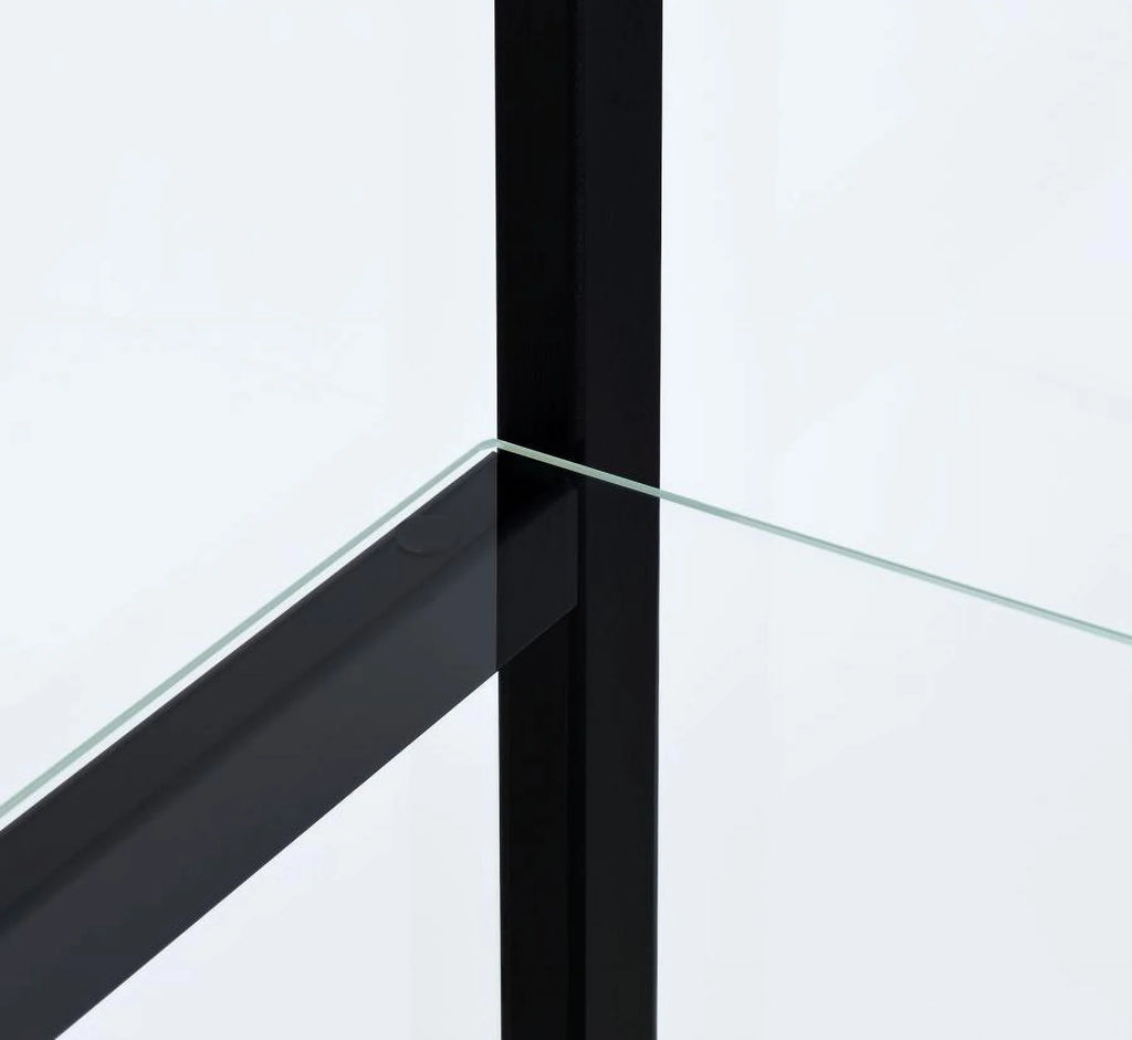 Black Wood Glass 4 Shelf Curio Cabinet J496