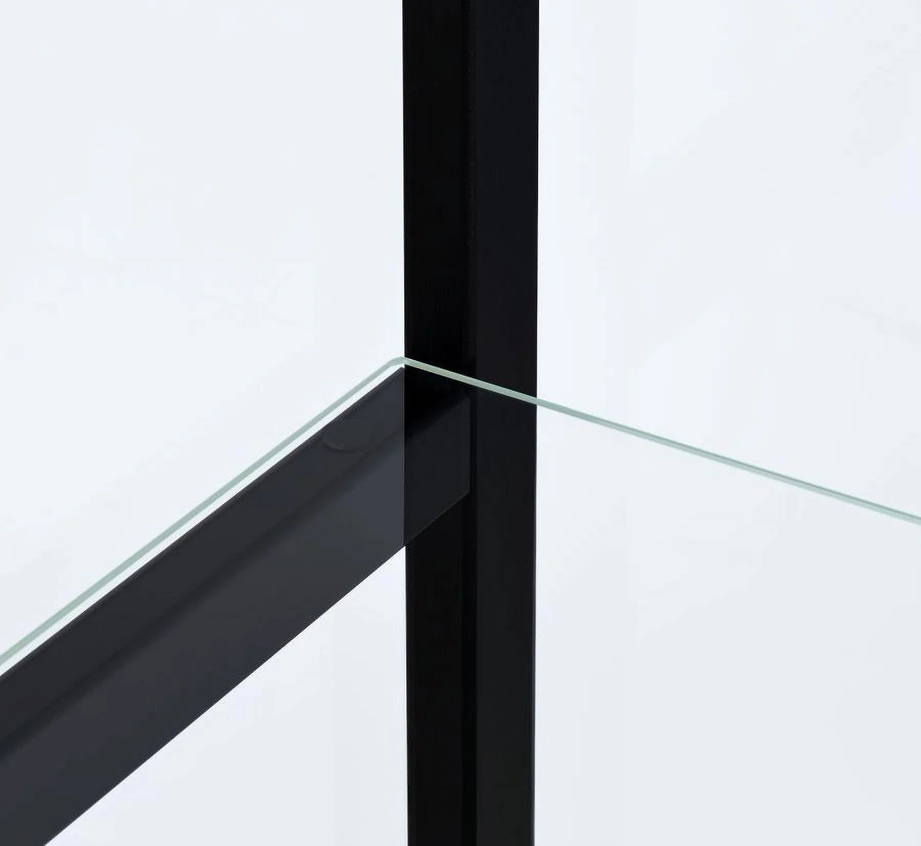 Black Wood Glass 4 Shelf Curio Cabinet J496