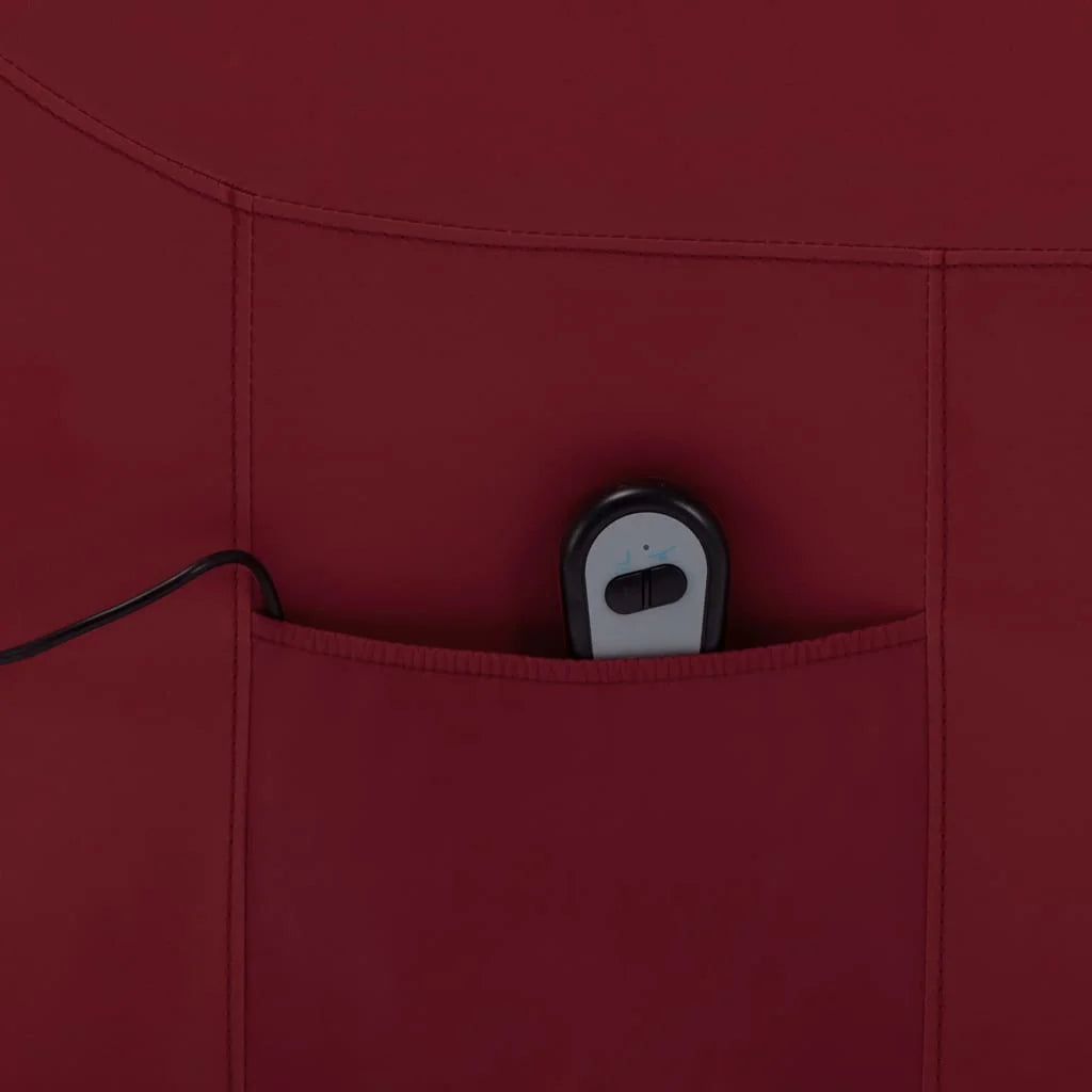 Wine Red Faux Leather Power Lift Massage Recliner R526