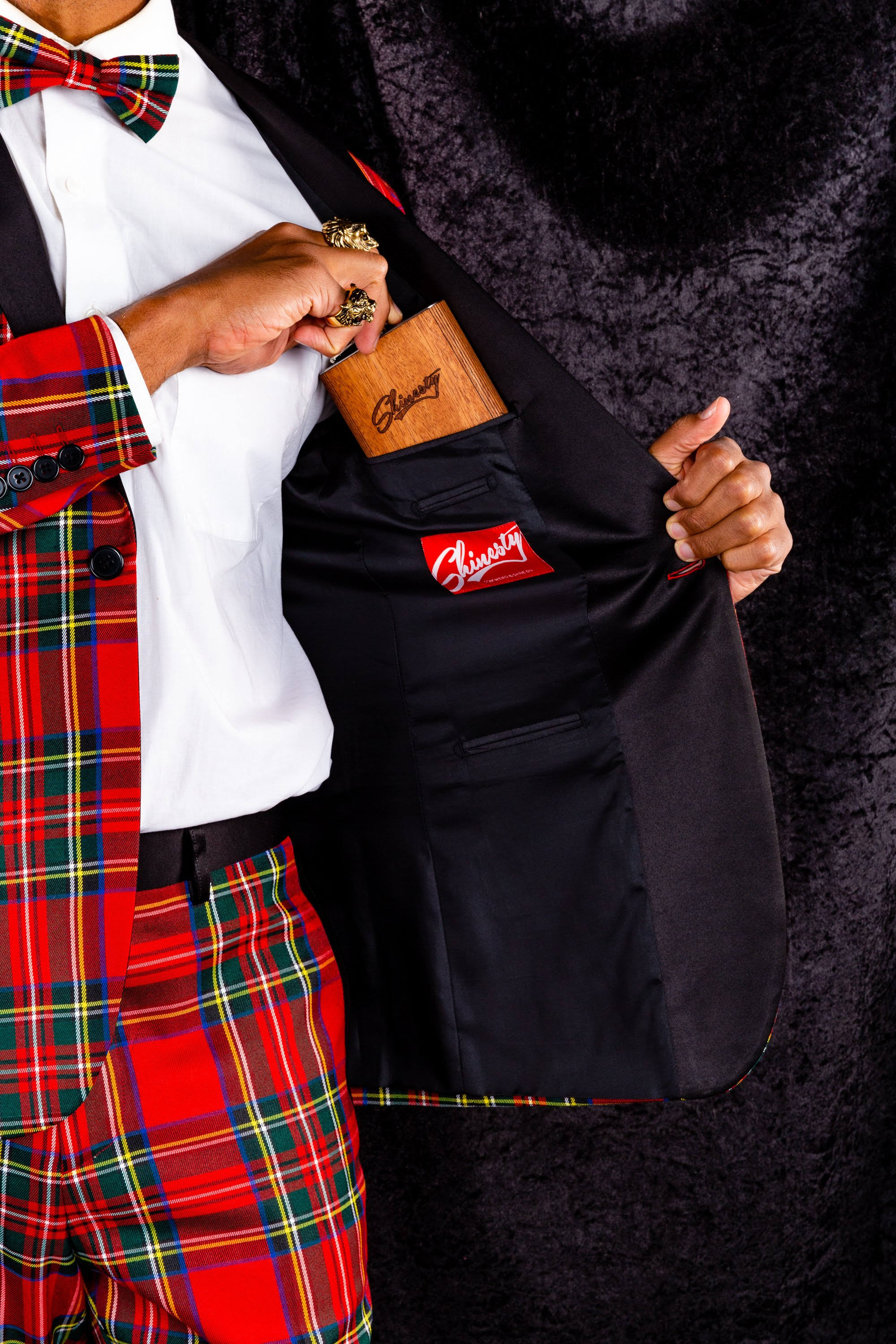 Tartan Plaid Tuxedo, Size 50, Black/Red N3547