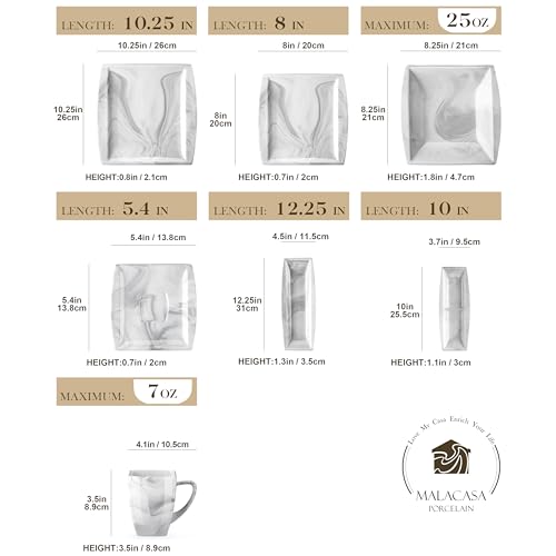 30 Piece Ivory White Porcelain Square Dinnerware Set N577580