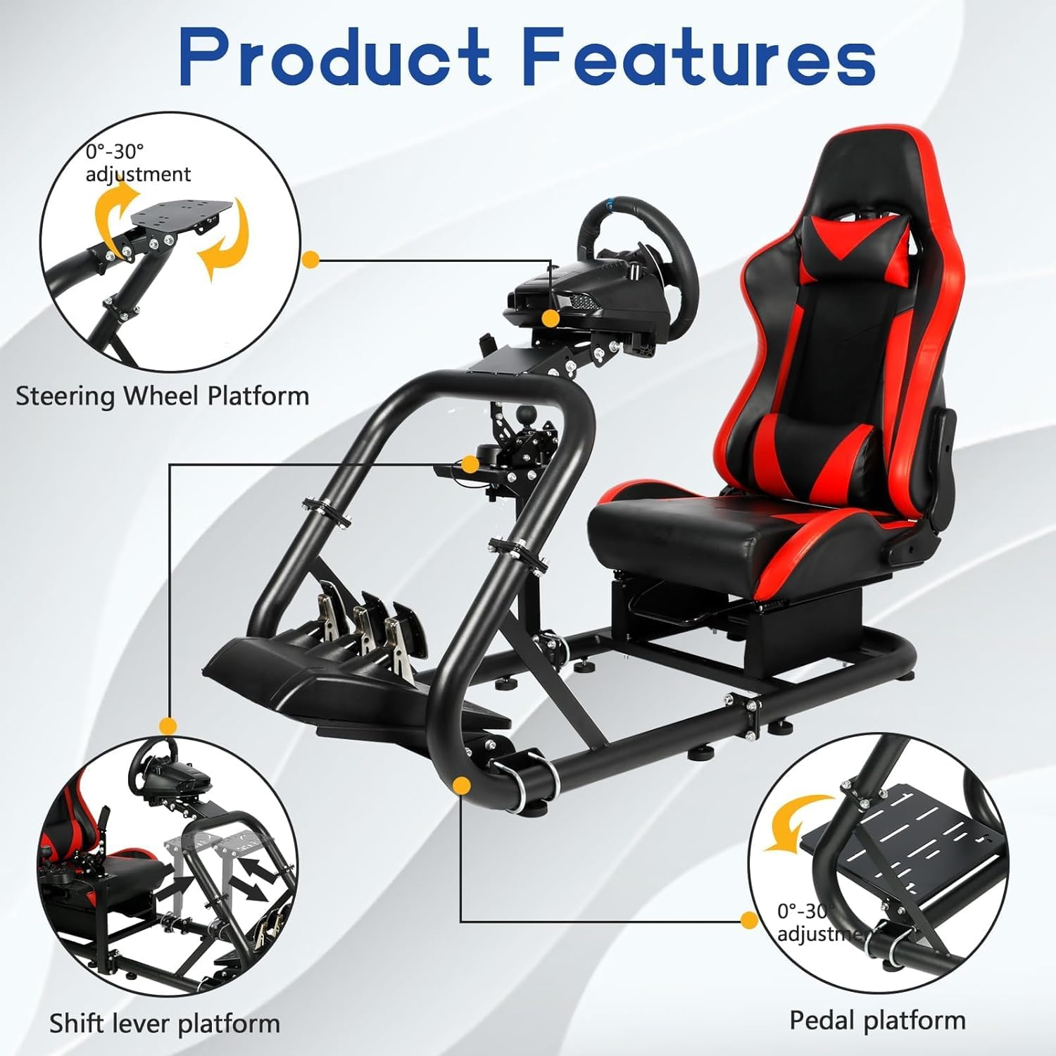 Racing Simulator Cockpit with Red Seat, 50mm Large Round Tube J841820