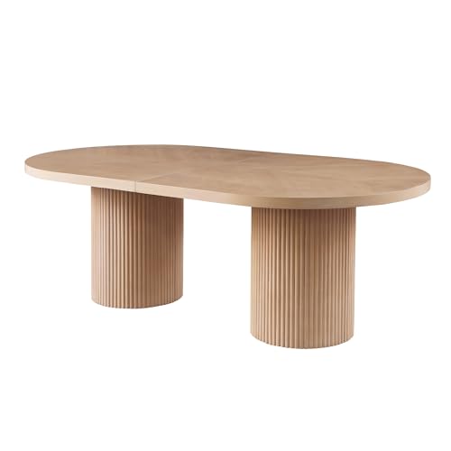 Black Oval Wooden Dining Table with Double Pedestal Base J25086