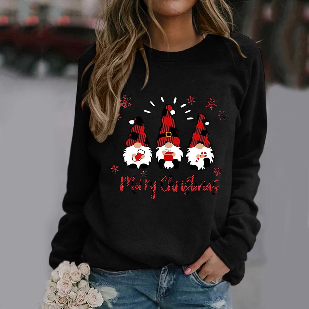 Black XL Plus Size Crewneck Christmas Sweatshirt R491375