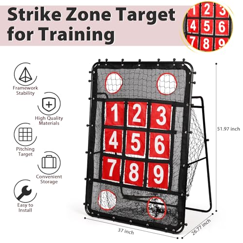 9 Hole Baseball Pitching Target with Carry Bag T5645