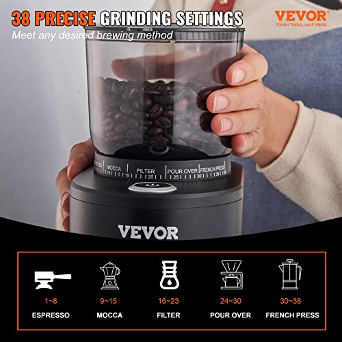 Silver Electric Conical Burr Coffee Grinder with 51 Grind Settings, 9.7 oz H25983