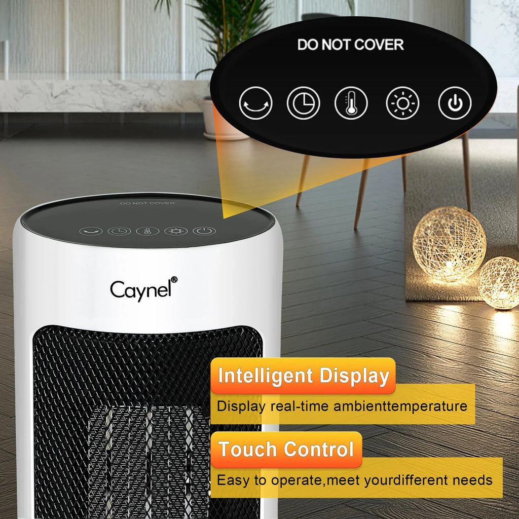 Oscillating Tower Ceramic Electric Space Heater with Thermostat Timer 1500W White Z366