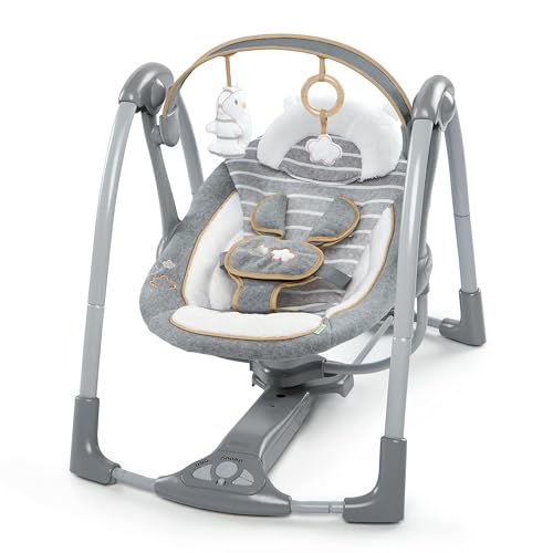 2-in-1 Compact Portable Automatic Baby Swing & Infant Seat, Battery-Powered Vibrations, 0-9 Months 6-20 lbs R9532