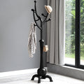 Black Freestanding Wood Coat Rack with 8 Hooks J579592